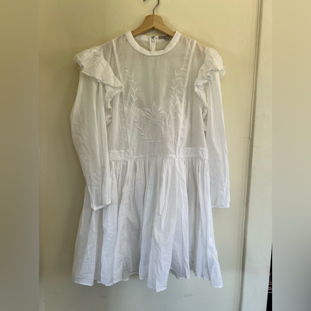 Banana Republic White Embroidered Ruffle Sundress
